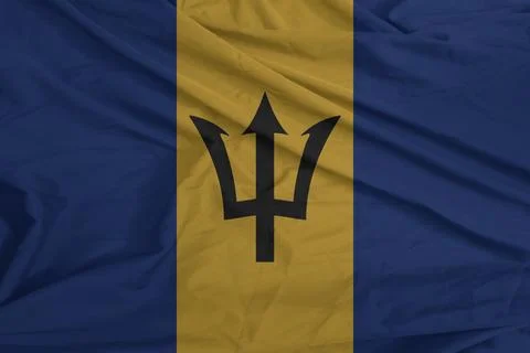 Barbados Flag blowing softly in the wind Stock Photos