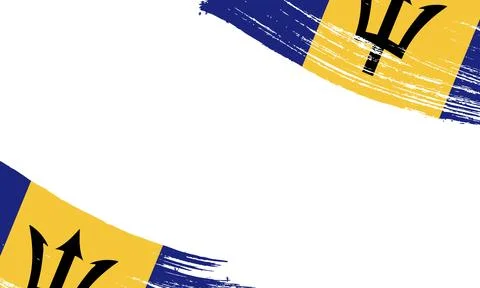 Barbados Flag with Brush Stroke Effect, Grunge brush stroke. Watercolor pai.. Stock Illustration
