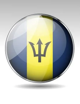 Barbados flag button Stock Illustration