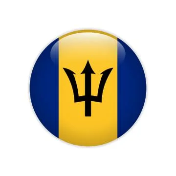 Barbados flag on button Stock Illustration