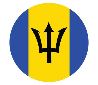 Barbados flag circle badge vector illustration isolated on white background Stock Illustration