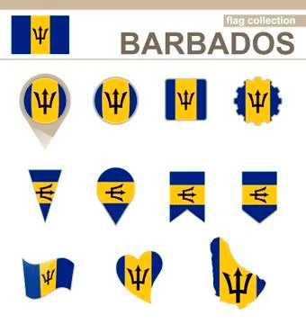 Barbados Flag Collection Stock Illustration