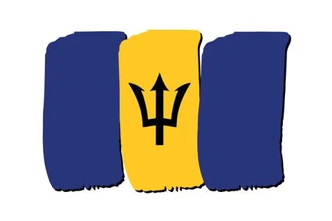 Barbados Flag with colored hand drawn lines in Vector Format Stock Illustration