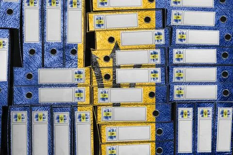 Barbados Flag Colors Folder Stack, Bureaucracy and Government Administration 写真素材