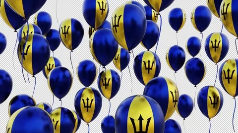 Barbados Flag On The Flying Balloons Stock-Footage 314651089