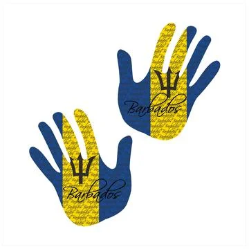 Barbados flag hand vector Stock Illustration