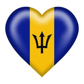 Barbados flag heart button 3d illustration with clipping path Stock Illustration