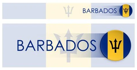 Barbados flag horizontal web banner in modern neomorphism style. Webpage Ba.. Stock Illustration