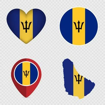 Barbados Flag Icons Pack. Vector illustration. Stock Illustration