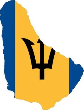 Barbados Flag in Map, Barbados Map with Flag, Nation Flag of Barbados, Barb.. Stock Illustration