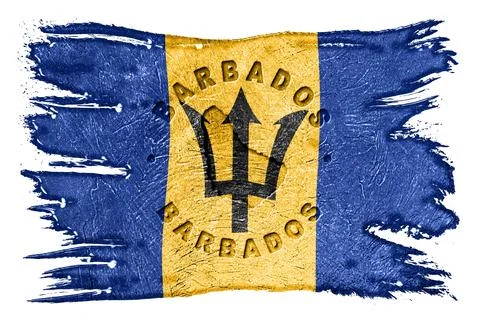 Barbados Flag with Map Brush Stroke Fotos Stock
