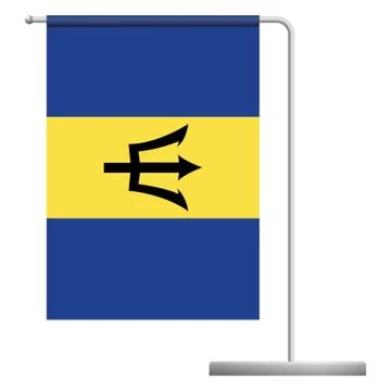 Barbados flag on pole icon Stock Illustration