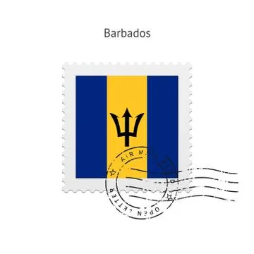 Barbados Flag Postage Stamp. Stock Illustration