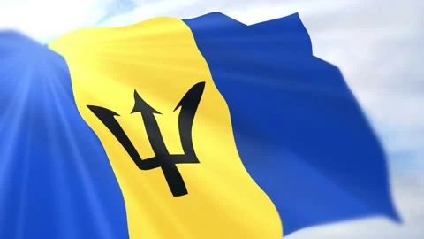 Barbados Flag Seamless Loop 4k 60fps on Sky Background Stock Footage 340623097