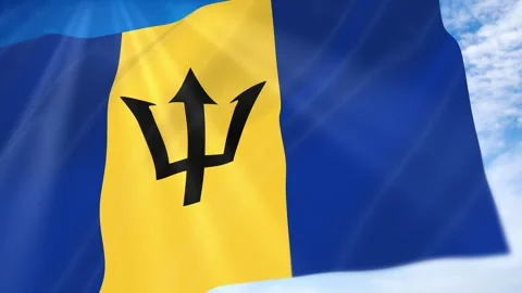 Barbados Flag Seamless Loop 4k 60fps on Sky Background Stock Footage 341681184