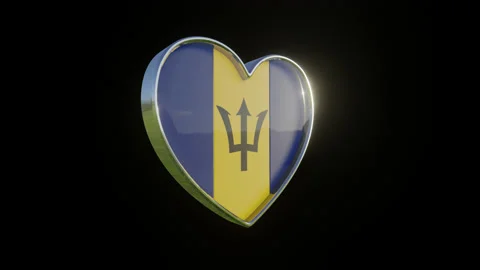 Barbados Flag in the Shape of 3D Heart. Video stock 136095722