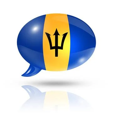 Barbados flag speech bubble three dimensional Barbados flag in a speech bu... Foto stock