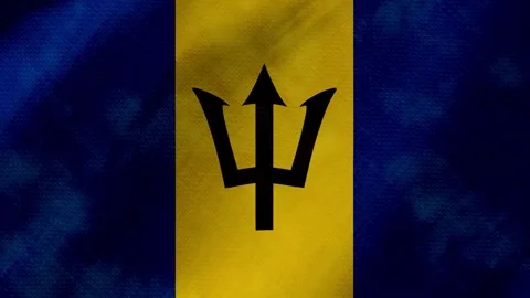 Barbados flag waving background with real fabric texture Stockbeeldmateriaal 291600477