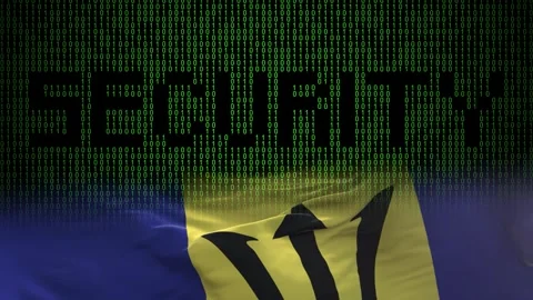 Barbados flag - Waving flag on matrix binary code background Stock Footage 321422118
