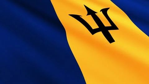Barbados Flag Waving Gently in the Wind, Waving Flag Background Stock Footage 309113850