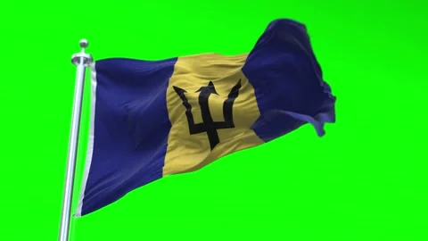 Barbados Flag Waving in Loopable and Textured green screen background Stock Footage 296876461