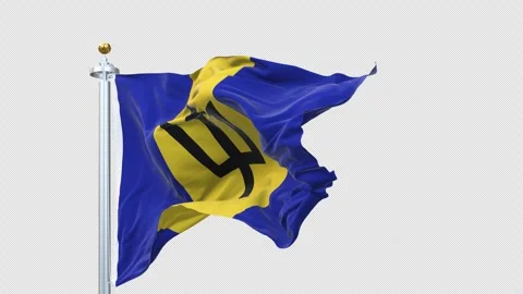 Barbados flag waving looping with transparent background. 스톡 동영상 310382867