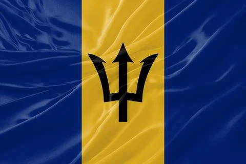Barbados Flag Waving Textures Silk Background Stock Illustration