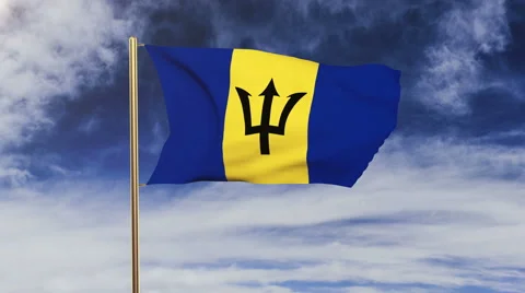 Barbados flag waving in the wind. Green screen, alpha matte. Loopable animation Stock Footage 48593434