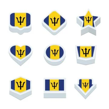 Barbados flags icons and button set nine styles Stock Illustration