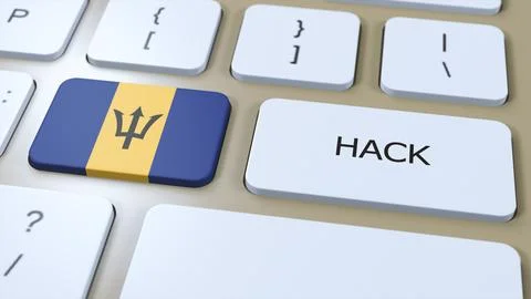 Barbados Hack of Country or Hacker Attack 3D Illustration. Country National Flag Stock Illustration