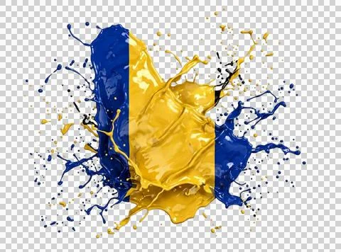 Barbados island map represented with realistic liquid paint splash on clear.. Stock Illustration