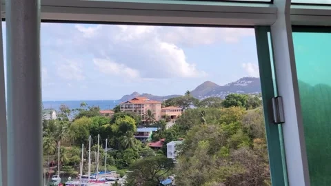 Barbados Island View from Cruise Ship Window. Stock Footage 238009827