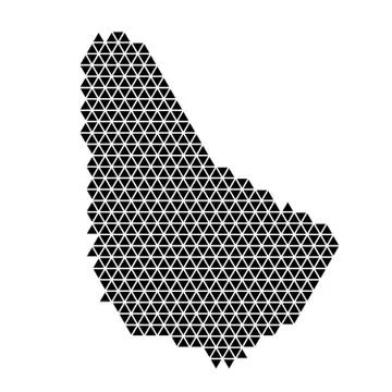 Barbados map abstract schematic from black triangles repeating pattern Illustrazione stock