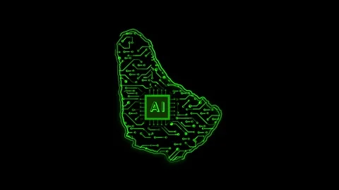 Barbados Map AI Chipset Technology Opener Stock Footage 337054899