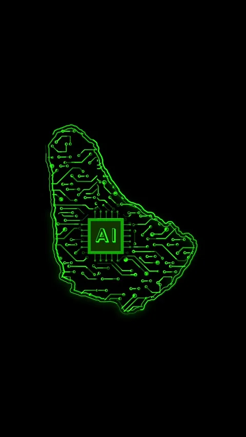 Barbados Map AI Chipset Technology Opener Vídeo Stock 337171134