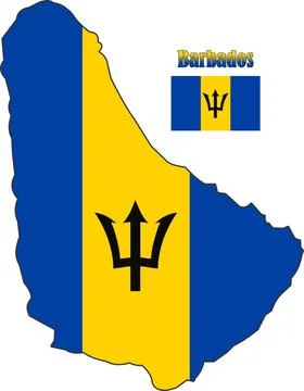 Barbados Map and Flag Stock Illustration
