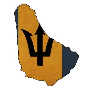 Barbados map on barbados flag drawing ,grunge and retro flag series Stock Illustration