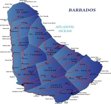 Barbados map Stock Illustration