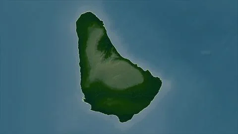 Barbados outlined on a Colored elevation map with lakes and rivers Illustrazione stock