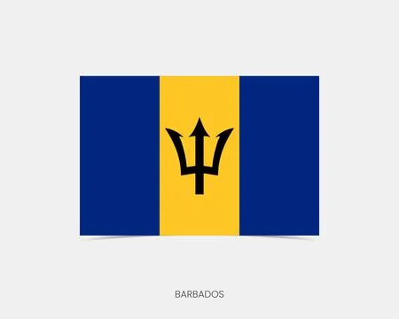 Barbados Rectangle flag icon with shadow. Stock Illustration