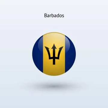 Barbados round flag. Vector illustration. 스톡 일러스트