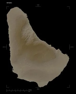Barbados shape on black. Sepia Stock Illustration