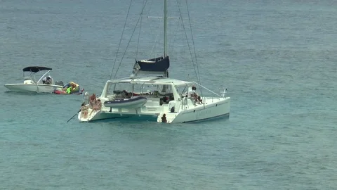 Barbados Tourists On A Catamaran Stock Footage 106198982