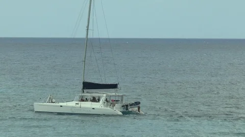 Barbados Tourists On A Catamaran Stock Footage 106401052