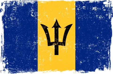 Barbados Vector Flag on White Stock Illustration