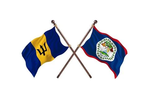 Barbados Versus Belize  Two countries Flags background Stock Illustration