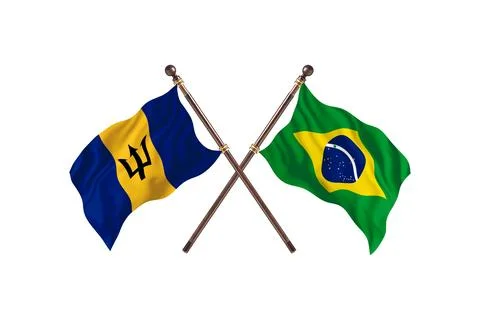 Barbados Versus Brazil  Two countries Flags background Stock Illustration