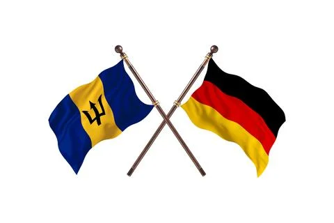 Barbados Versus Germany  Two countries Flags background Stock Illustration
