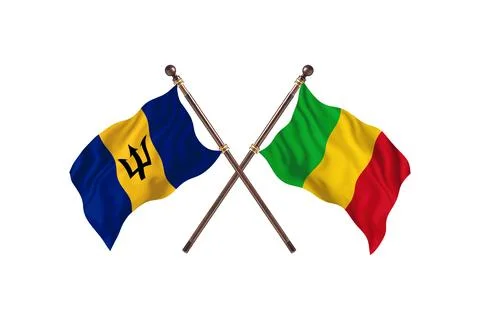 Barbados Versus Mali  Two countries Flags background Stock Illustration