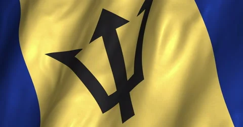 Barbados Waving Flag-4K Stock Footage 47584097